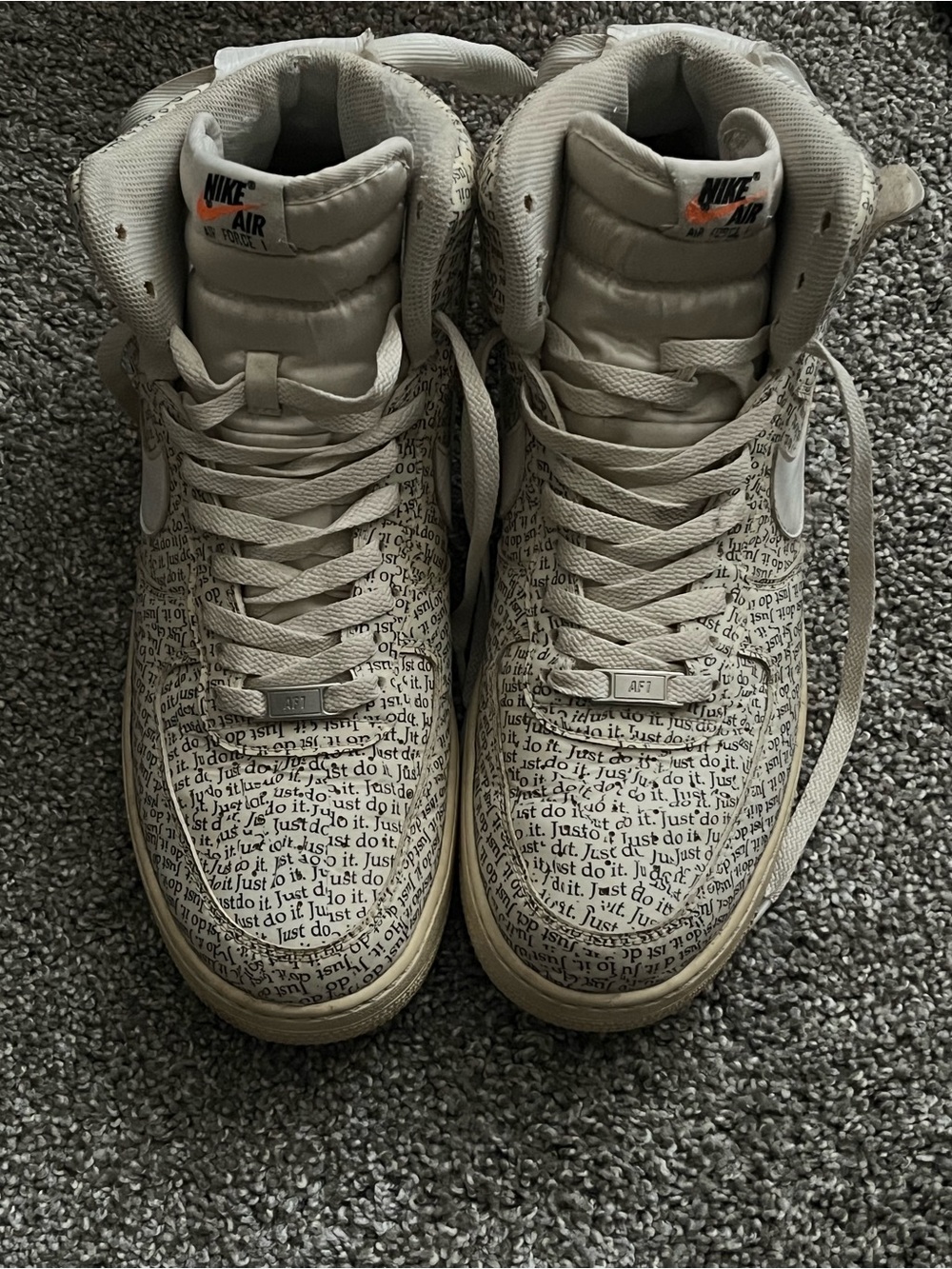 Nike High-Top Sneakers in Off-White with Black Script
